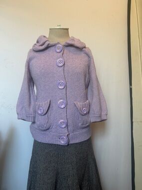 mac & jac Lavender Button-Front Knit Cardigan